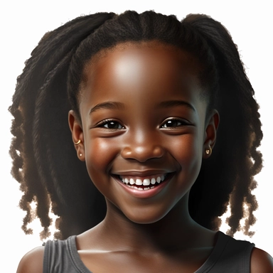 clipart of black young girl smiling and happy