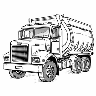 garbage truck, b&w lineart, minimalist style, white background, full body, picture, coloring book style on white background, well composed, clean coloring book page, No dither, no gradient, strong outline, No fill, No solids, vector illustration, clipart, simple, cartoon –ar 9:11 –v 5