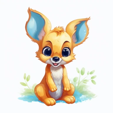 Cute happy baby kangaroo , fairy tale, vibrant colors, Clipart Graphic, disney coloring page, graffiti, white background, full HD , Hight quality,