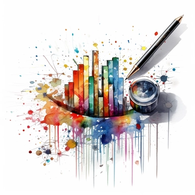business data in the style of digital airbrushing, realistic yet stylized, digitally enhanced, clipart, 32k uhd, white background