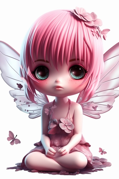 kawaii single emo fairy clipart, white background, constrained, digital-art, Natural light, CryEngine, Normal perspective, DSLR camera, Animated scene