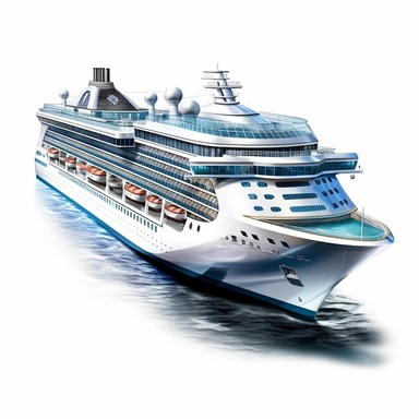 photorealistic cruise clipart,on white background with margins