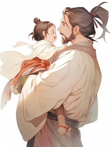 Happy father's day, Asian,Illutration, white background, PNG clipart, lovely style,16K UHD