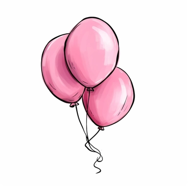 pink balloon clip art hand drawn
