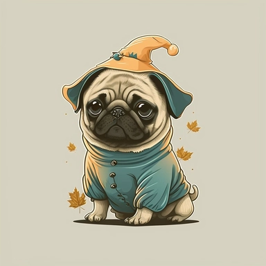 logo, children's clothing, clipart, fictional, halloween costume, cute pug, baby