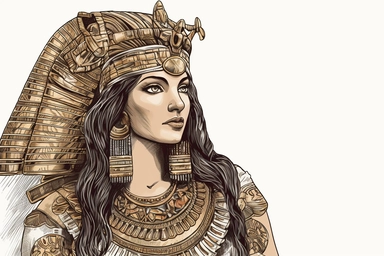 cleopatra , highly detailed, isolated on white, clipart,