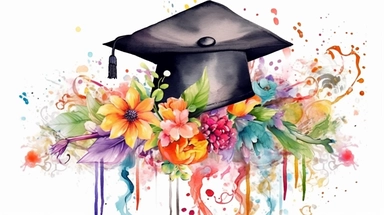 Graduation Cap Watercolor College High School Graduation Clipart Flowers Graduate Gift Art Graduation Commercial Use Colorful Illustration realistic photography, Higher coherence, Improved sharpness, accuracy, perfect look, perfect lighting, center of frame, ultra HD, 8k, Full body, OC renderer, sweet,sweet, dynamic background,(no unwanted borders or text artifacts)