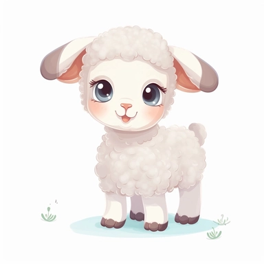 cute, baby lamb, vector, flat illustration, detailed, clipart, white background