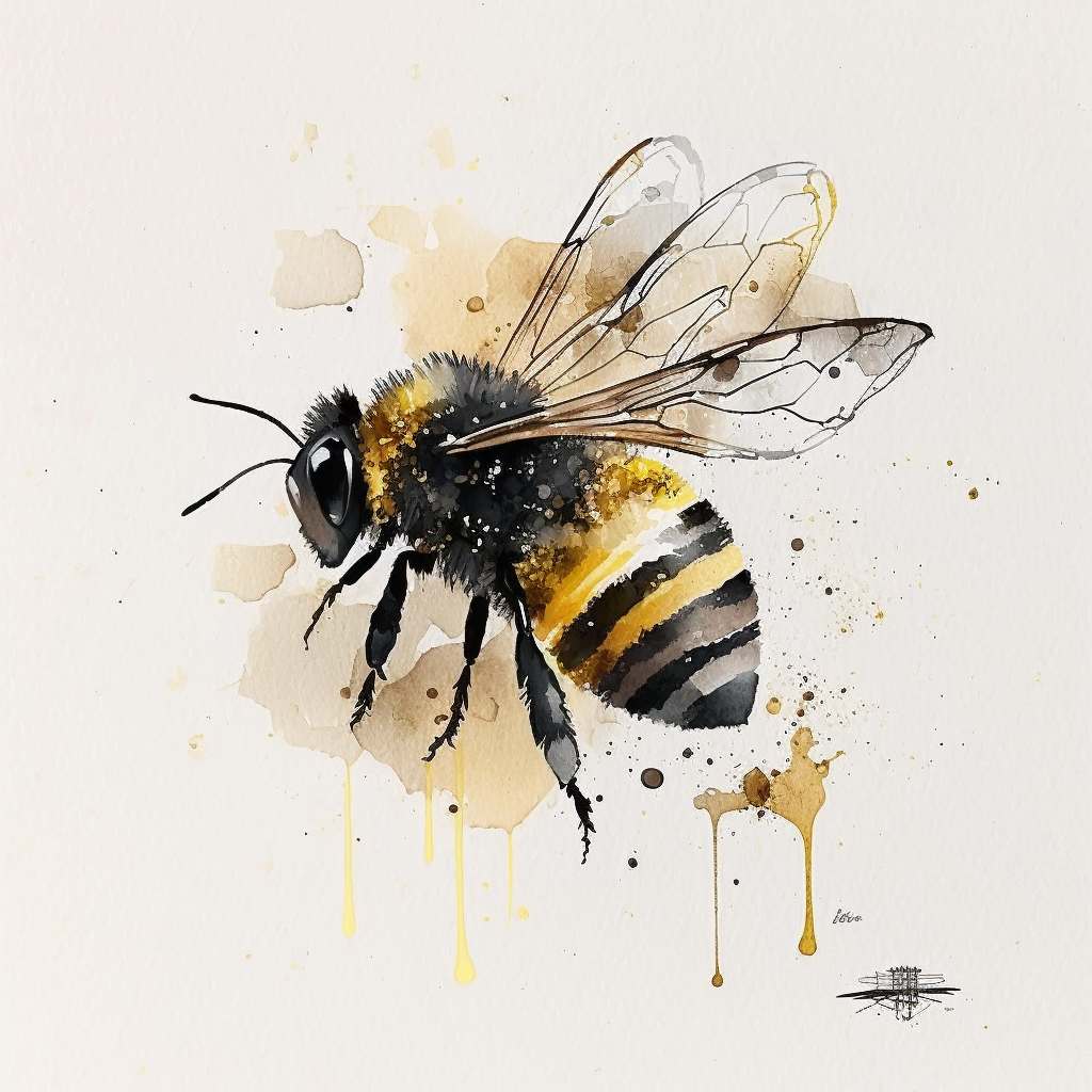 Envision a charming watercolor clipart capturing the essence of a honey ...