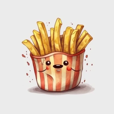 a kawaii mafia french fries, watercolor clipart, funny, realistic, no backgrounds