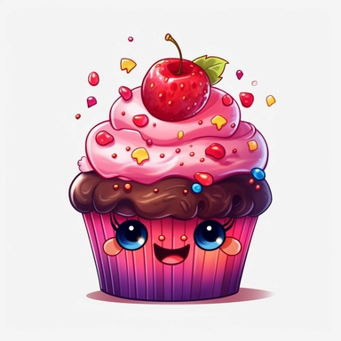 funny cupcake clipart, transparent background