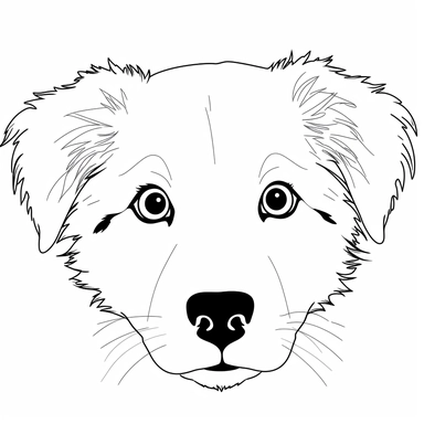 Simple monochrome outline of a front facing Nova Scotia Duck Tolling Retriever puppy head peeking with front paws, cute, clipart, flat 2d vector, minimalist, black and white, svg cut file, line art drawing