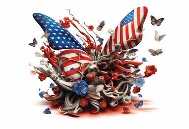 patriotic butterfly customizable flag and butterflies clipart, in the style of brent heighton, carrie ann baade, daz3d, floral explosions, realistic hyperrealism, barbizon school, Very detailed icon of an anchor on white background, emotional storytelling