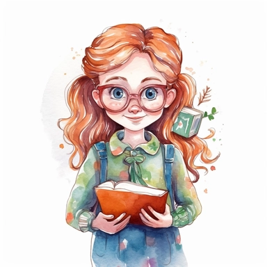 school teacher, watercolor, doodle, fable, child book, clip art, transparent background, 300 dpi, nursery illustration, minimalist, vector illustration, optimistic