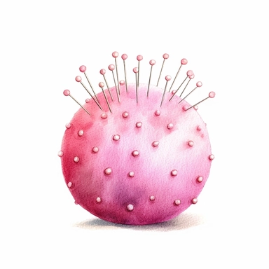 watercolor pin cushion, pastel pink, high quality, clipart, white background