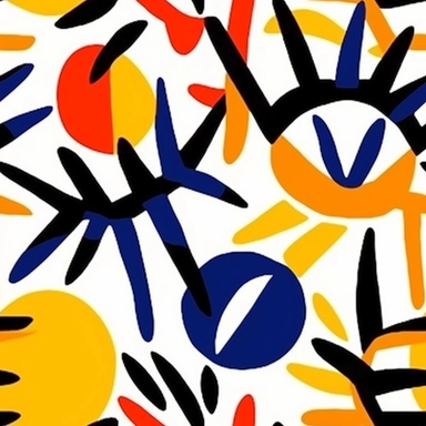 Henri Matisse gouache texture abstract sun cliparts isolated on solid white background