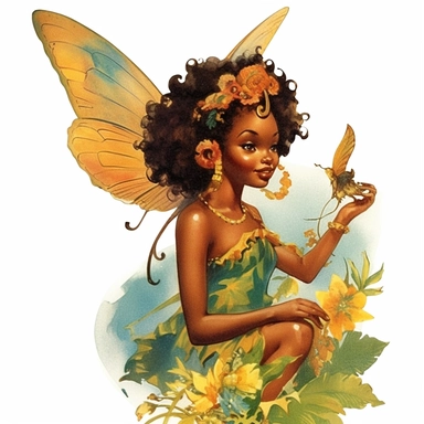 vintage clipart illustrations from a book on afrocentric faeries