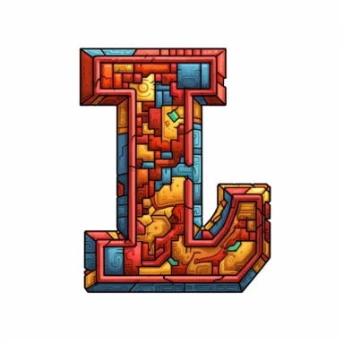 letter J clipart, 8 bit style, white background, front view