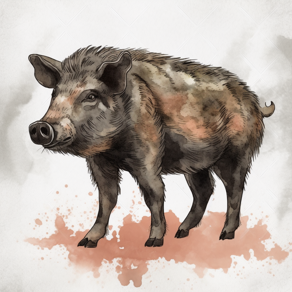 boar clipart, watercolour style, full body - Clip Art Library