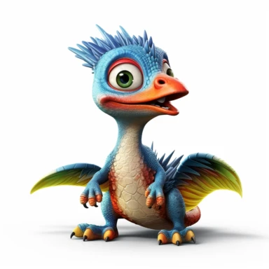 clipart, cartoon Dilophosaurus, in the style of imax, playful and lighthearted compositions, childlike innocence and charm, uhd image, realistic and hyper-detailed renderings, movie still, utilizes, white background