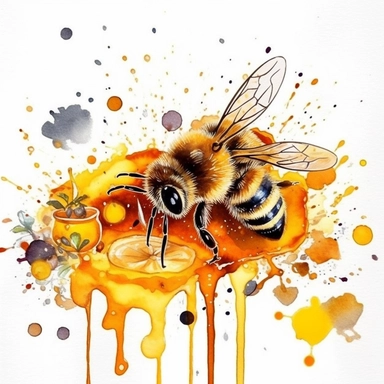 Watercolor Honeybee Clipart Bundle.Everything is full of colourful flowers with green,red,yellow.Summer Clipart. Watercolor flower digital Graphics. Honey Bees, Honey Jar, Honey Drips.watercolor honey bee Clipart. Spring Garden honey dripping from honeycomb. Fantasy,white background. Black and white ink. solution HD : : ultrarealistic,Leica M6 camera with a Leica 50mm f/2 Summicron lens Fujifilm Pro 400H, set the ISO to 400, shutter speed to 1/125, and aperture to f/2.0, colored film,1/1000.The 
