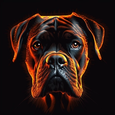 boxer dog, light painting, ultra detailed, clipart design graphic, vector, contour, 32k,