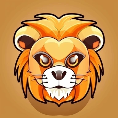 Cute lion face, cartoon, clipart, mascot, isolated on random background