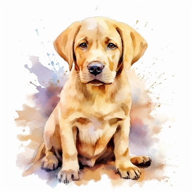 watercolour cute Labrador retriever dog sitting beautiful details four perfect legs and paws realistic beautiful facial features ultra detailed ultra photo real intricate detailed png image ,high definition,300dpi,graphic clipart,computer graphics