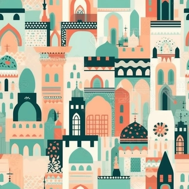 minimalist cute clipart architecture arabic