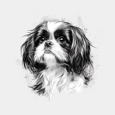 Shih Tzu clipart no background, white, black, svg, sketchbook, free lines, on paper