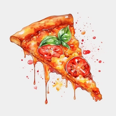 pizza slice food watercolor design clipart