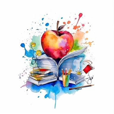clipart water color style representing great teachers, ,love, white backgorund