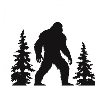 Bigfoot, svg, silhouette: : 7 simplified, bold lines, clipart, black on white background