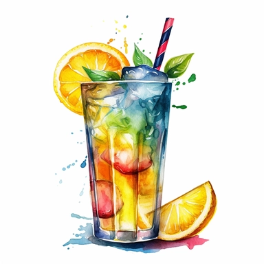 watercolor coctail tom collins clipart