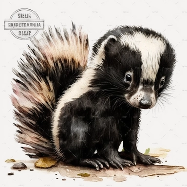 adorable baby skunk watercolor clipart