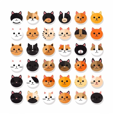cats emoticon clipart minimalistic digital style