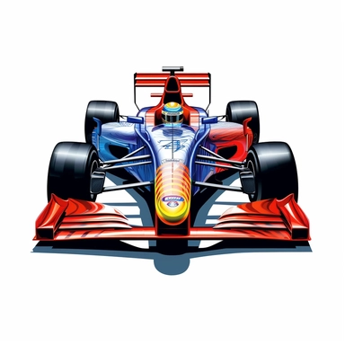 white background only, clipart of a formula 1 racecar, detailed and vibrant.--no words, no text