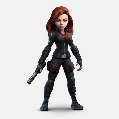 girl as black widow in avengers as disney character, full body, disney, hd, clipart