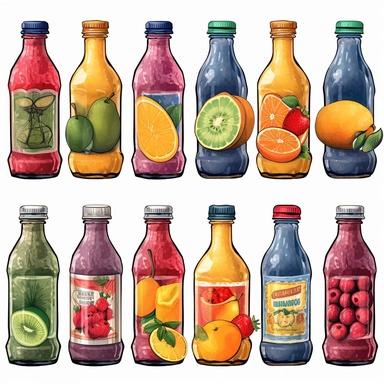 beautiful fruit juice bottle full body Clipart - 13 High Quality JPGs - Digital Download - Card Making, Mixed Media, Digital Paper Craft