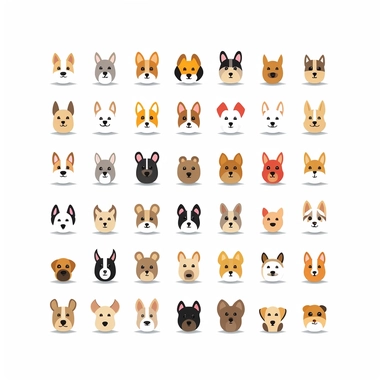 adorable simple dog icons clipart, white background, adobe illustrator vector