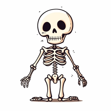 one Cute Halloween Skeleton Clipart, white background,