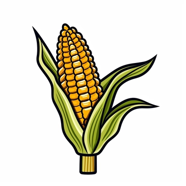 1 corn clipart, white background, simplified,