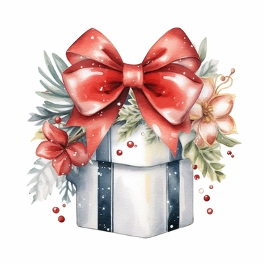 watercolor style, elegant christmas, clipart, isolated on white background, 4K