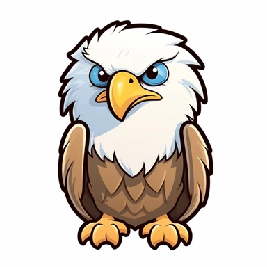 Cute Eagle Clip Art, Nursery Art, 16k, solid white background, sharp outlines