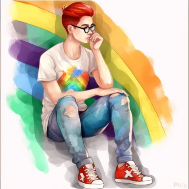 LGBTQ+ Pride Month and the Stonewall Anniversary in June, watercolor LGBTQ+ png Full body realistic cartoon in 32K UHD. line 15 cm thick outline. Black color. There was no shadow on the ground. with realistic watercolors and detailed illustrations. PNG clipart, transparent white background