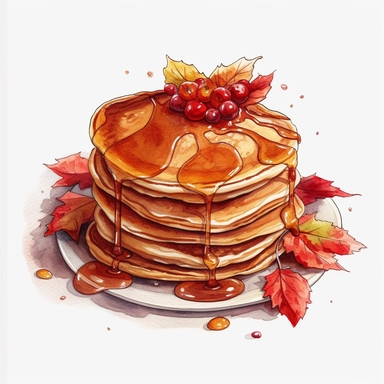hand painted pancakes clipart for cookbook maple syrup illustration no background