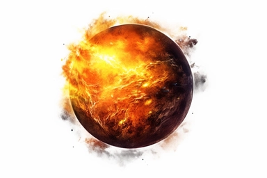 Watercolor, Create a brown dwarf, a failed star too small to sustain nuclear fusion but still emitting faint heat clipart, hd, on a white background, spaced out