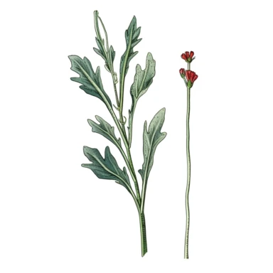 Watercolor of tall slender micro dainty red poppy leaves on a single stem with closed poppy seed head. Ikebana red poppy, leaves typically have a distinctive elongated shape with a pointed tip, and are deeply lobed or dissected. The lobes are typically rounded or toothed, and may be arranged alternately or opposite each other along the stem. Floral Clipart, poppy, Minimalist Flowers Watercolor, Ikebana Clipart, Separated design