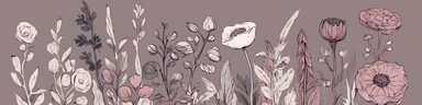 png clipart set line-art watercolor illustration flowers doodle outlines