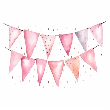 basic watercolor blush pink birthday banner in minimal hand drawn style, Etsy, textured, clipart, white background